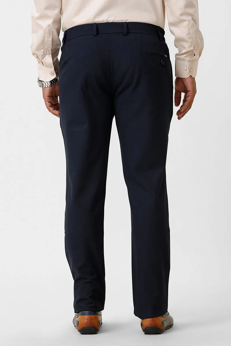 Flexi Fit - Navy Blue Stretchable Formal Trousers For Men | Ariser