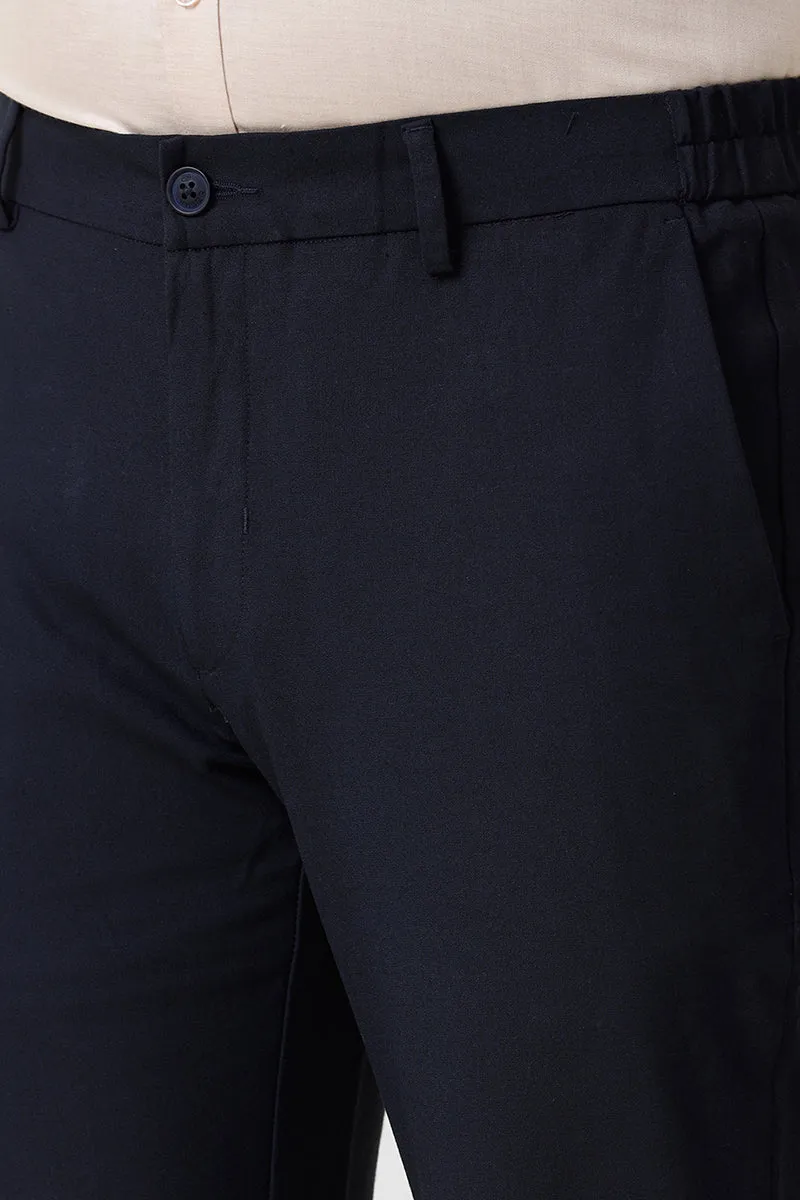 Flexi Fit - Navy Blue Stretchable Formal Trousers For Men | Ariser