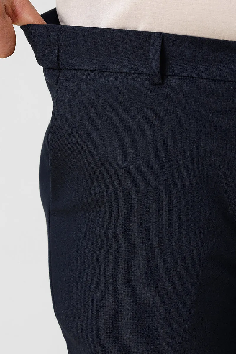 Flexi Fit - Navy Blue Stretchable Formal Trousers For Men | Ariser