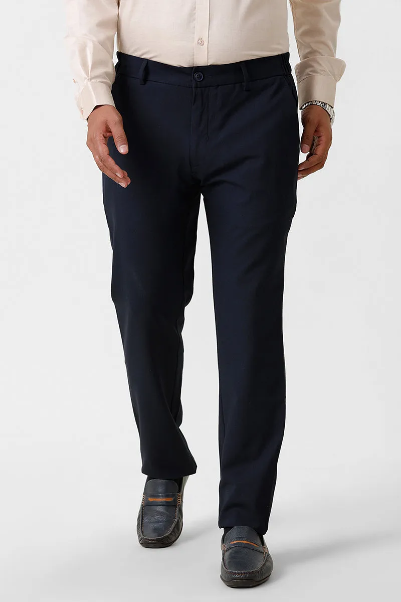 Flexi Fit - Navy Blue Stretchable Formal Trousers For Men | Ariser