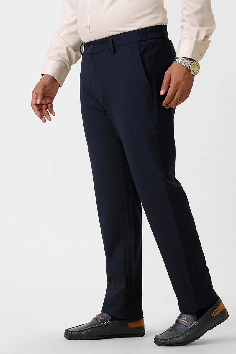 Flexi Fit - Navy Blue Stretchable Formal Trousers For Men | Ariser
