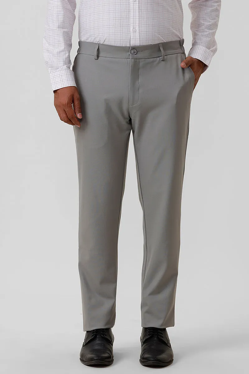 Flexi Fit - Soft Gray Stretchable Formal Trousers For Men | Ariser