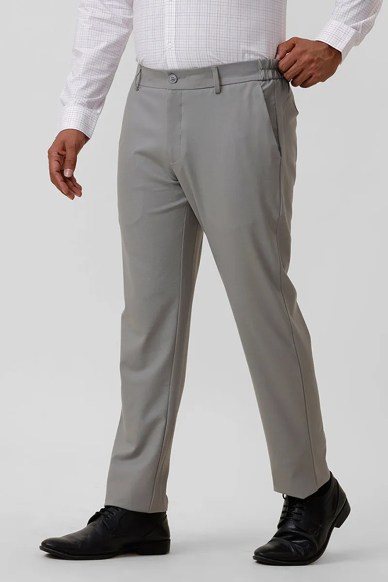 Flexi Fit - Soft Gray Stretchable Formal Trousers For Men | Ariser