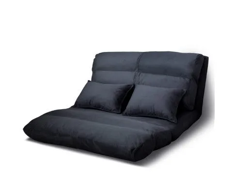 Floor Lounge Sofa Bed 2-seater Charcoal Suede