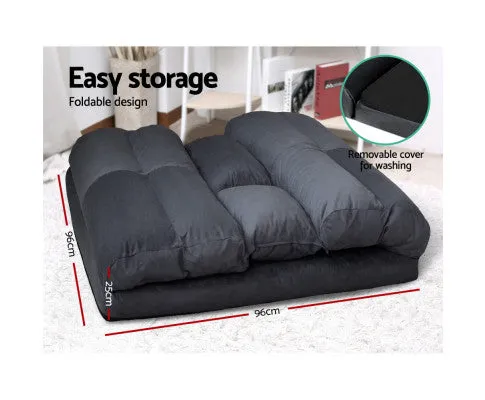 Floor Lounge Sofa Bed 2-seater Charcoal Suede