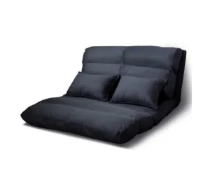 Floor Lounge Sofa Bed 2-seater Charcoal Suede