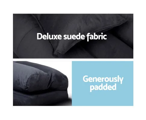 Floor Lounge Sofa Bed 2-seater Charcoal Suede