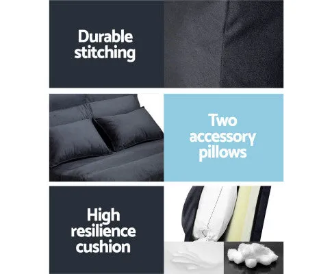Floor Lounge Sofa Bed 2-seater Charcoal Suede