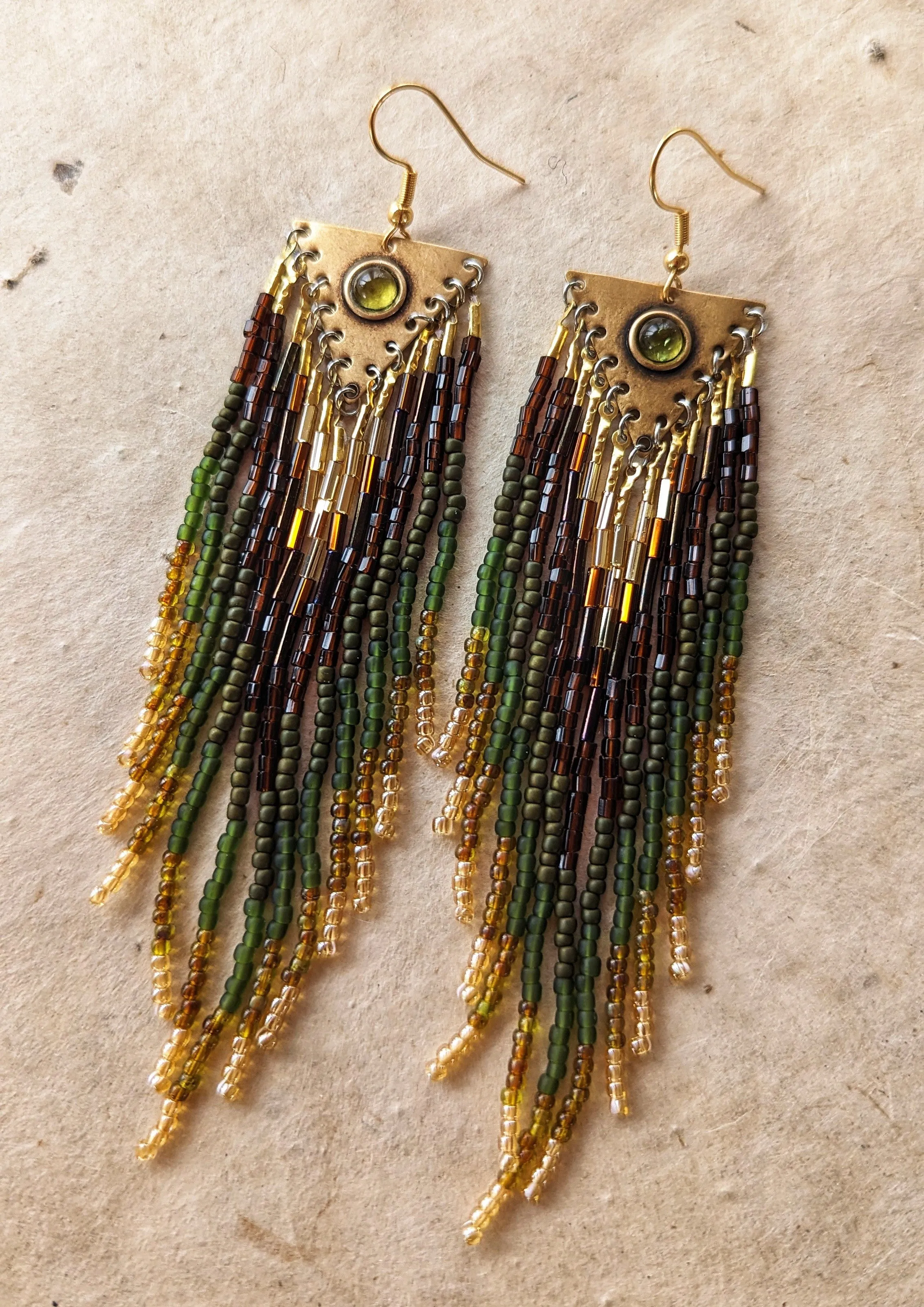 Forest Dawn Green Seed Bead Earrings