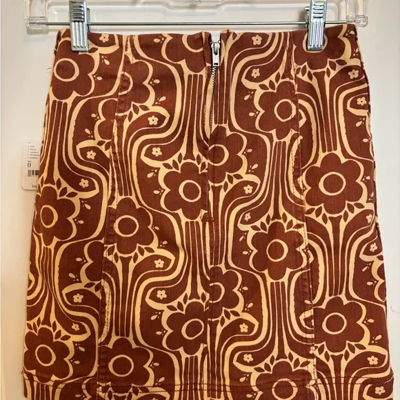 Free People Brown and Tan A-line Mini Skirt