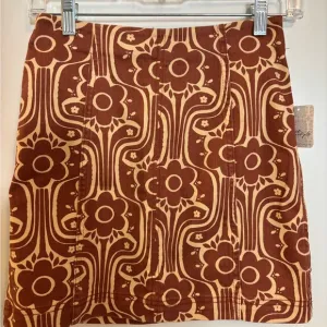 Free People Brown and Tan A-line Mini Skirt