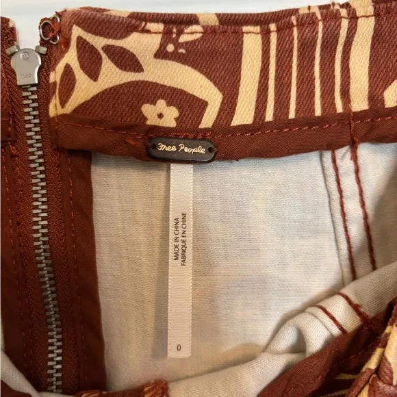 Free People Brown and Tan A-line Mini Skirt