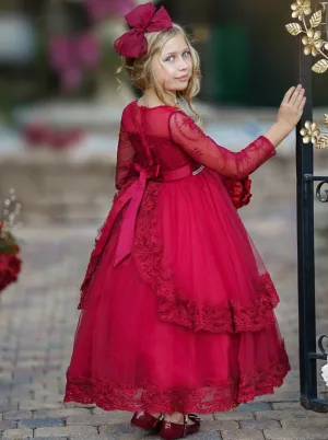 Gala Ready Sheer Shoulder Tiered Special Occasion Dress