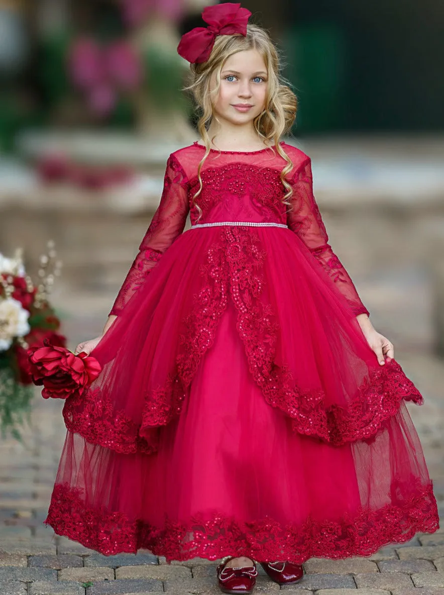 Gala Ready Sheer Shoulder Tiered Special Occasion Dress