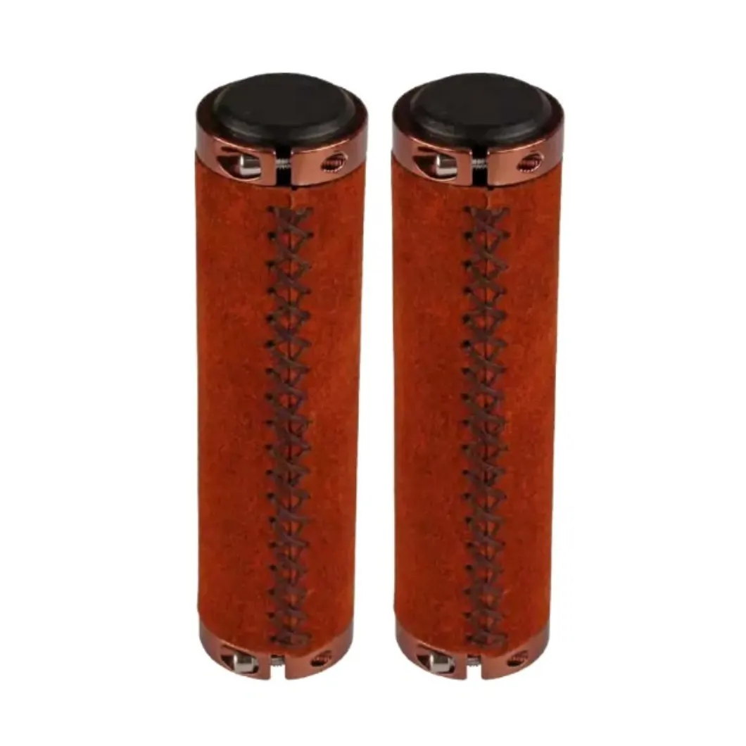 Genuine Leather MTB Vintage Retro Bicycle Lock Grips