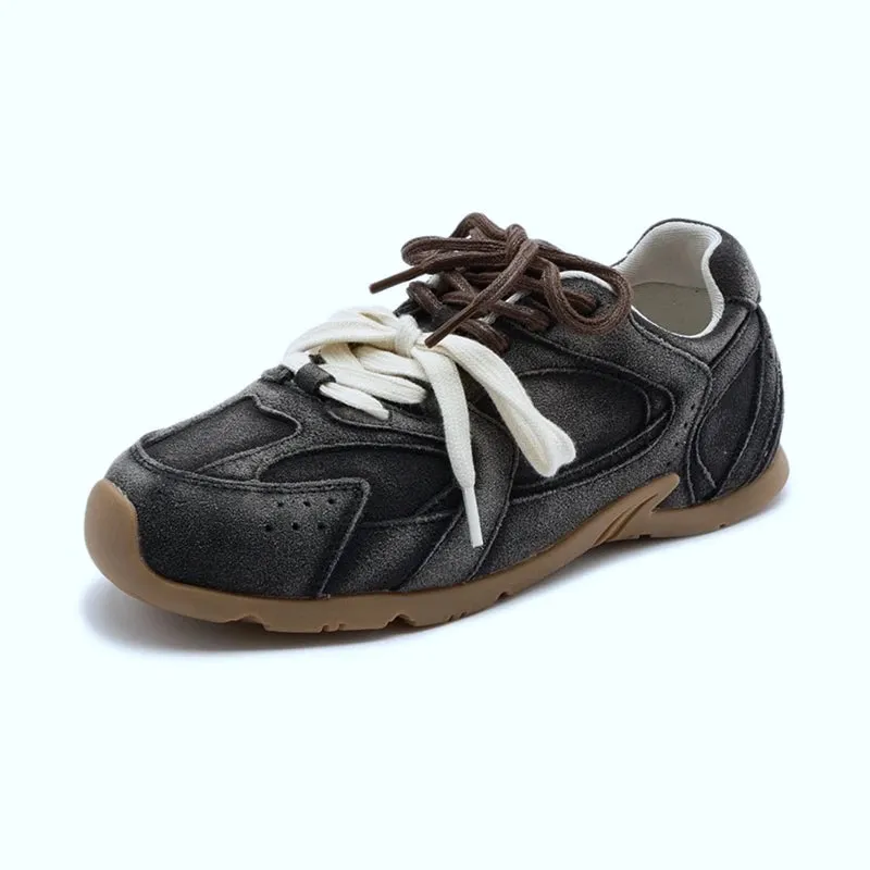 Genuine Leather Retro German Training Shoes - Women’s Winter Velvet Fur Flat Casual Sneakers, New Collection