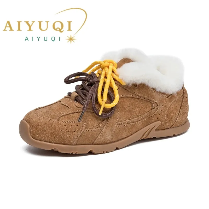 Genuine Leather Retro German Training Shoes - Women’s Winter Velvet Fur Flat Casual Sneakers, New Collection