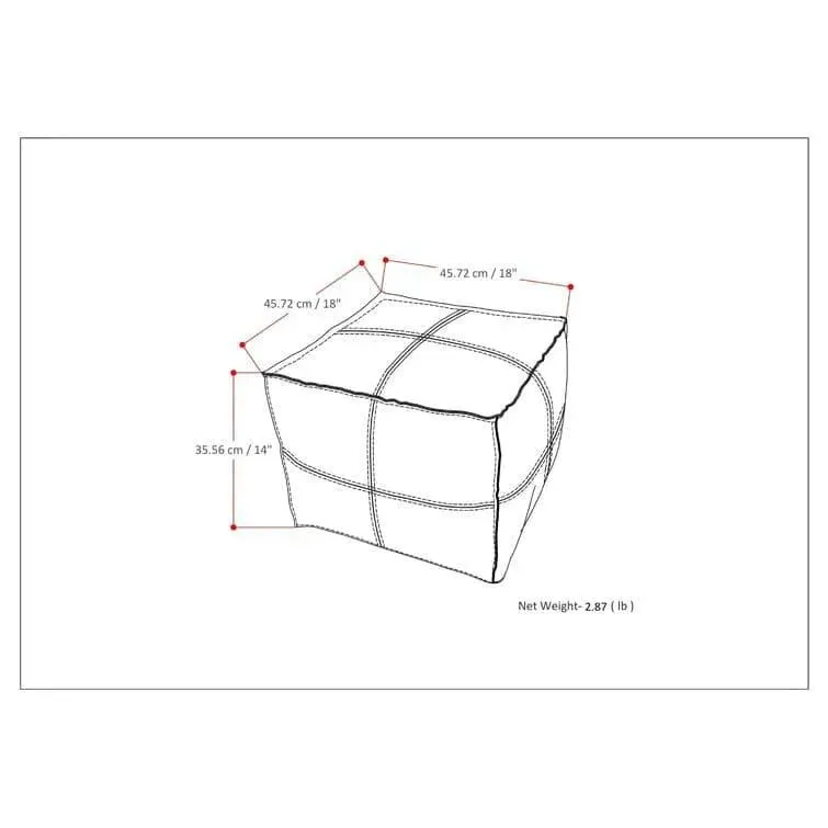 Genuine Leather Square Pouf Ottoman