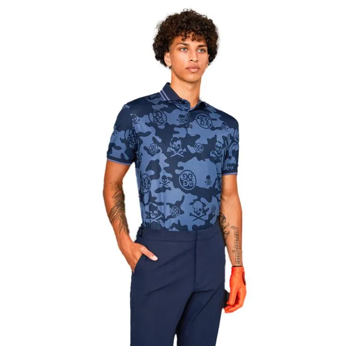 G/FORE Men's Exploded Icon Camo Tech Jersey Slim Fit Polo T-Shirt - Twilight