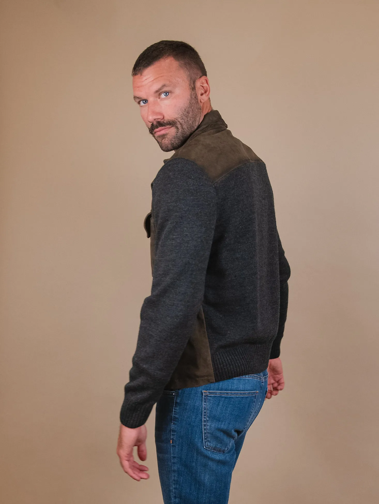 GIACCA IN CAMOSCIO VERDE E MAGLIA "SAMU"
