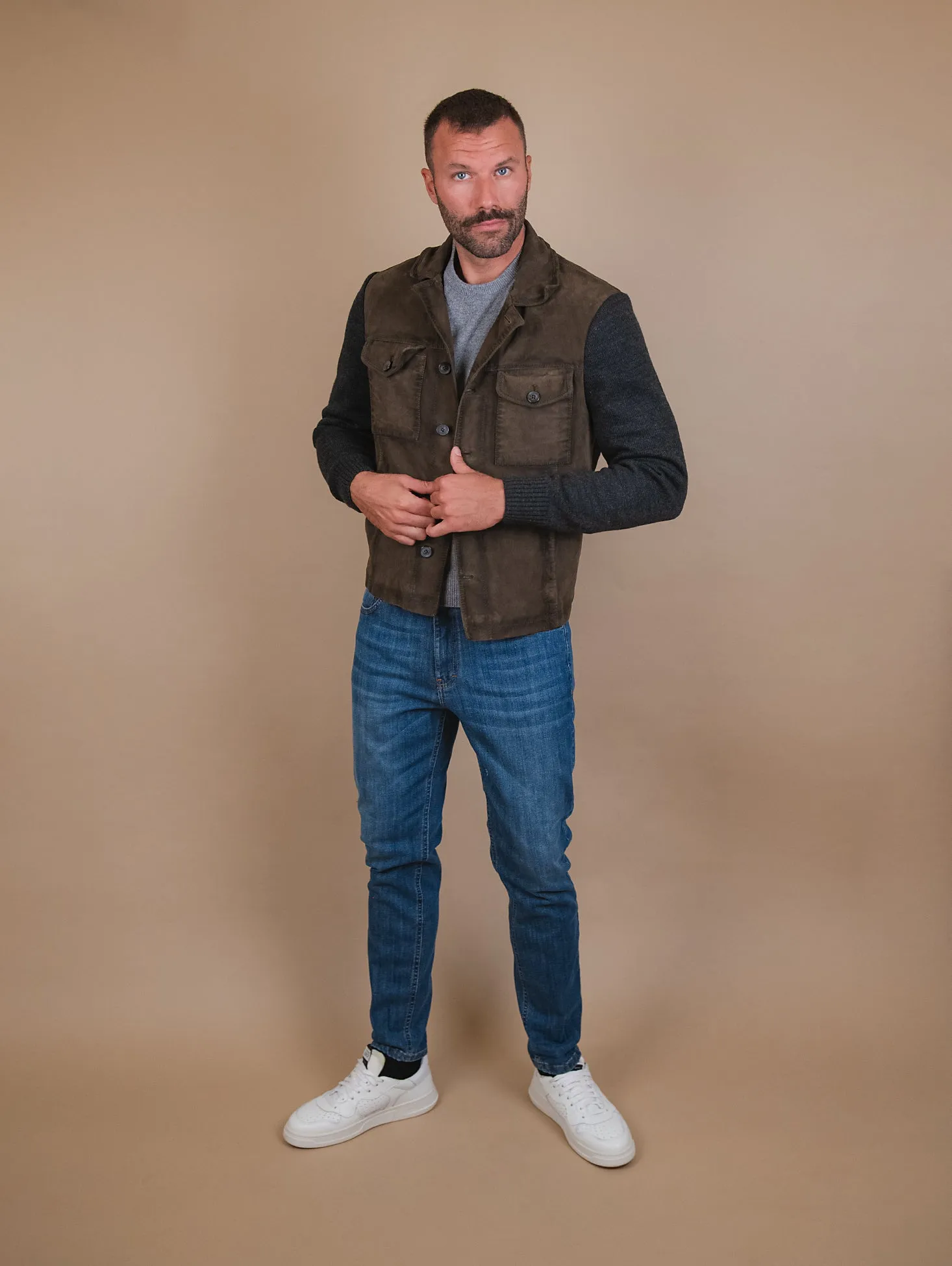 GIACCA IN CAMOSCIO VERDE E MAGLIA "SAMU"