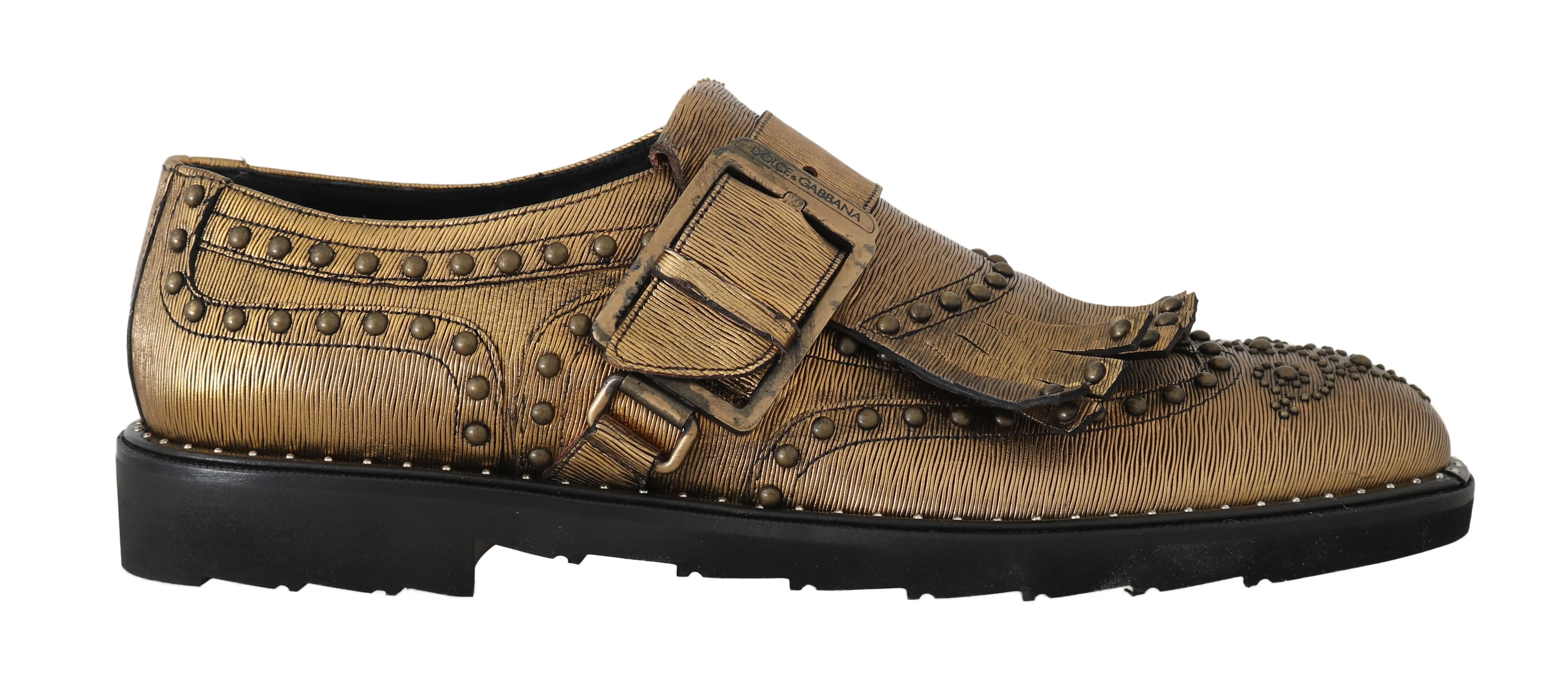 Gold Leather Monkstrap Dress Formal Shoes