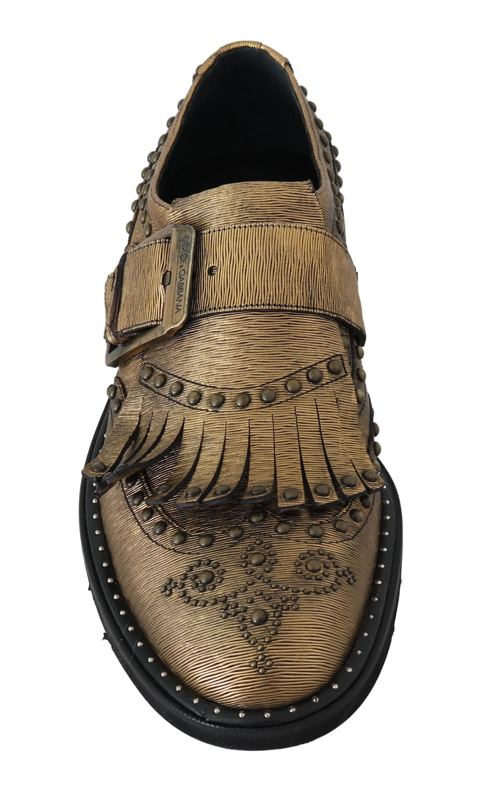 Gold Leather Monkstrap Dress Formal Shoes