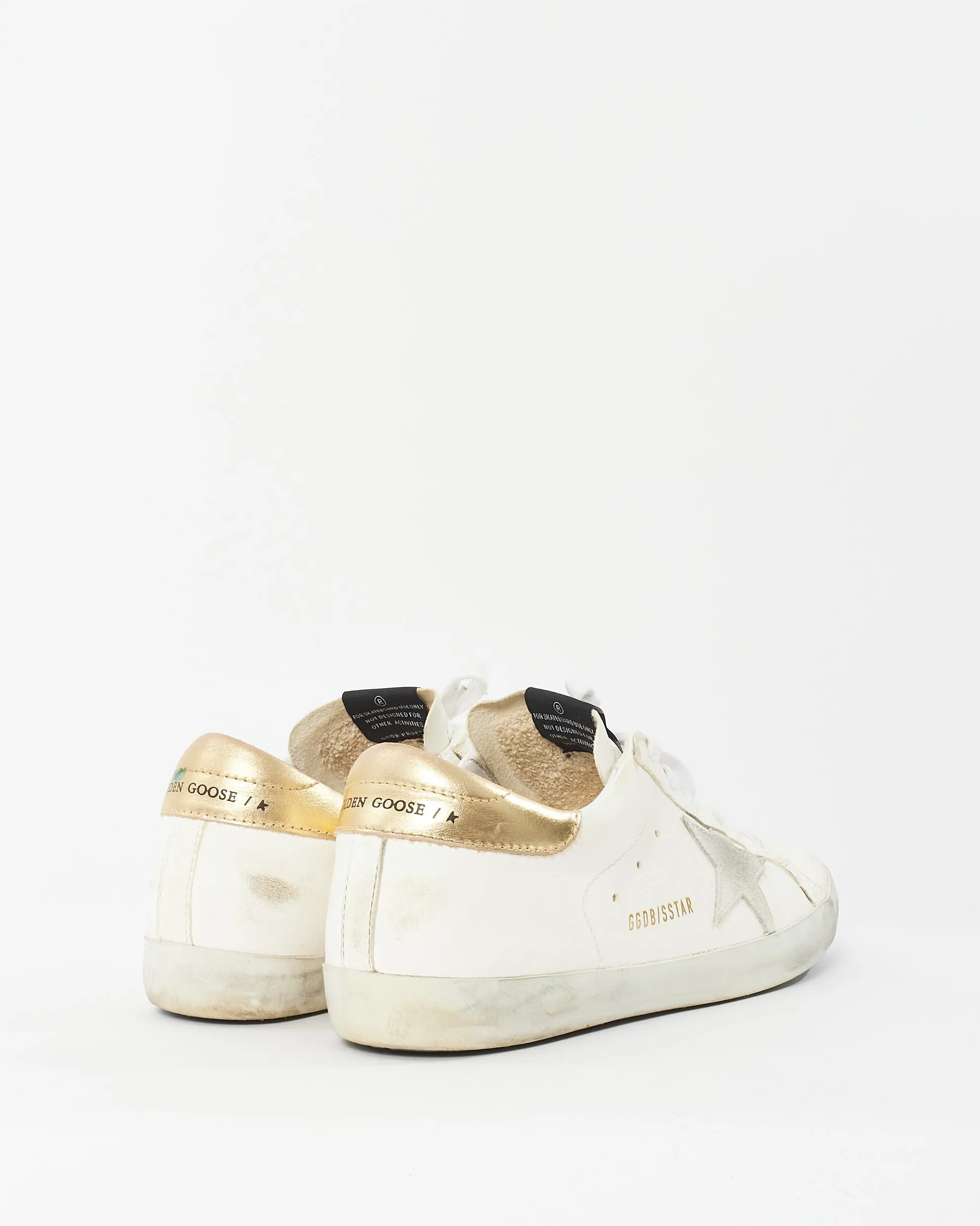 Golden Goose White Leather & Gold Superstar Sneakers - 41