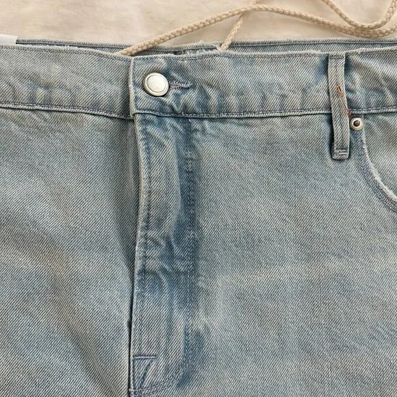 Good American Good 90's Drawstring Denim Shorts Raw Hem NEW Size 15 (not juniors