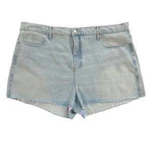 Good American Good 90's Drawstring Denim Shorts Raw Hem NEW Size 15 (not juniors