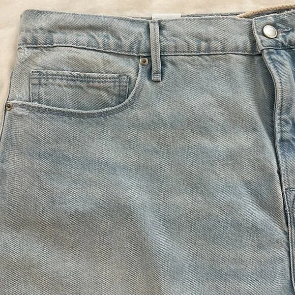 Good American Good 90's Drawstring Denim Shorts Raw Hem NEW Size 15 (not juniors