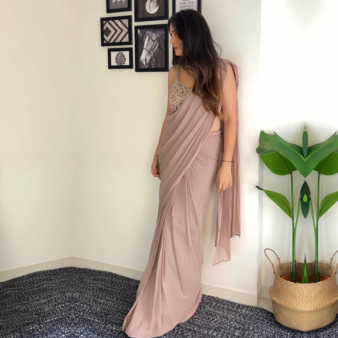 Grace  Elegance Creamy Crape Saree