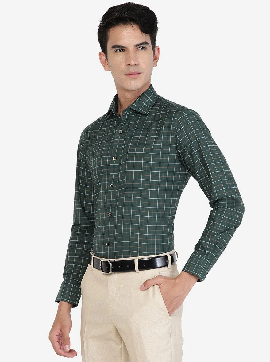 Green Checked Slim Fit Formal Shirt | Greenfibre