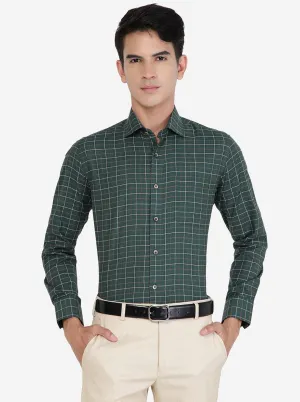 Green Checked Slim Fit Formal Shirt | Greenfibre