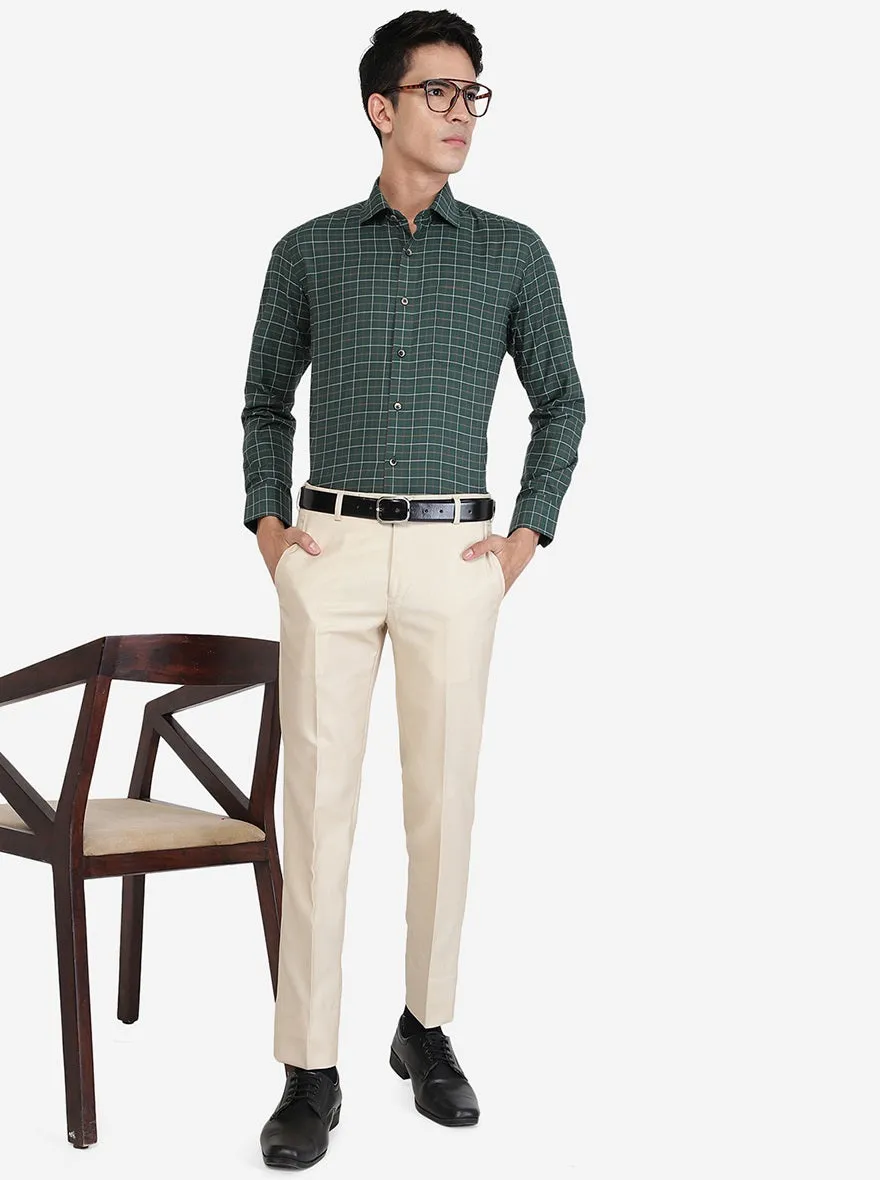 Green Checked Slim Fit Formal Shirt | Greenfibre
