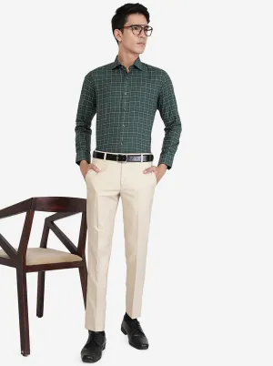 Green Checked Slim Fit Formal Shirt | Greenfibre