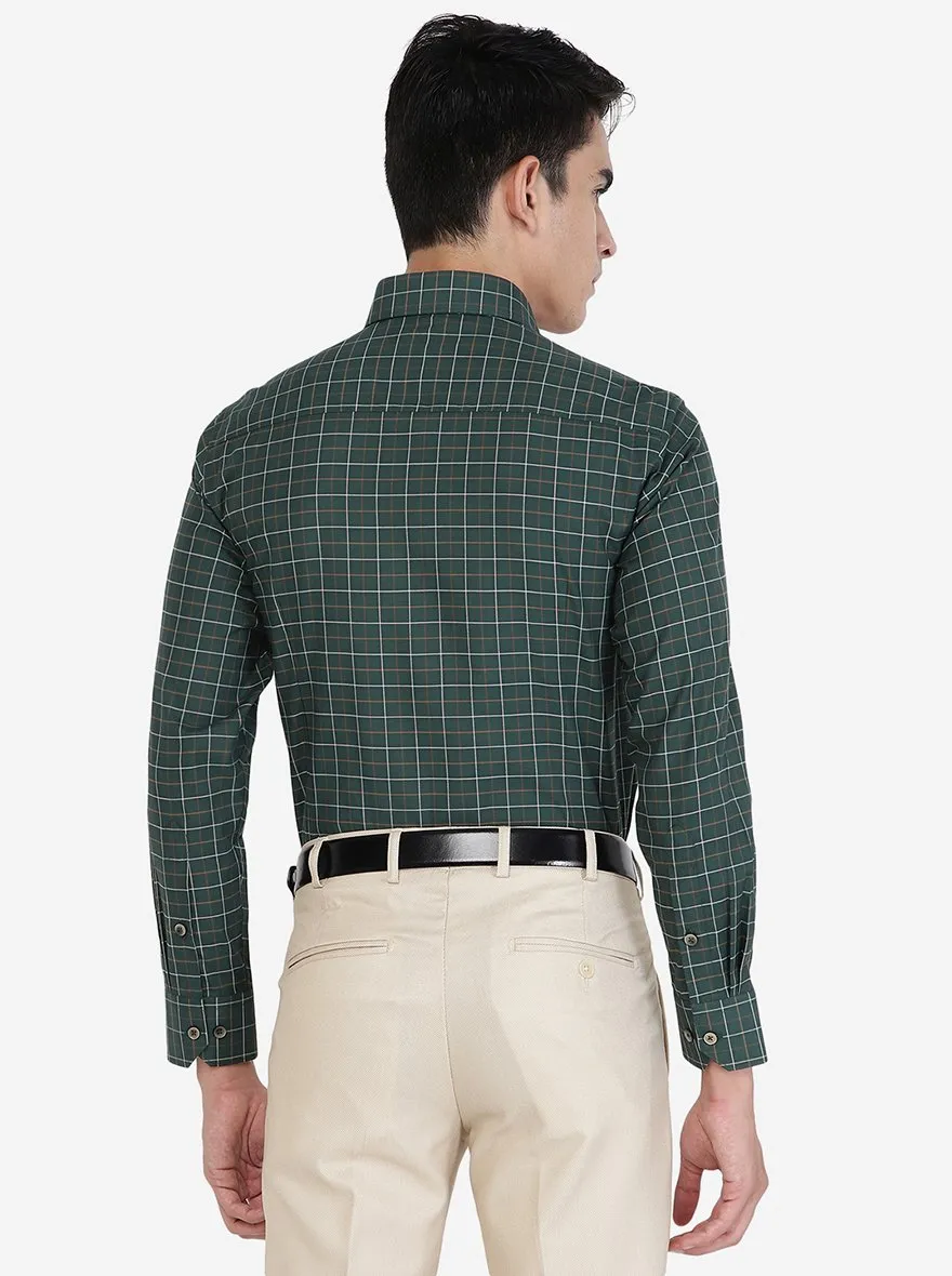 Green Checked Slim Fit Formal Shirt | Greenfibre
