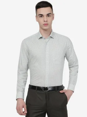 Green Printed Regular Fit Formal Shirt | JadeBlue
