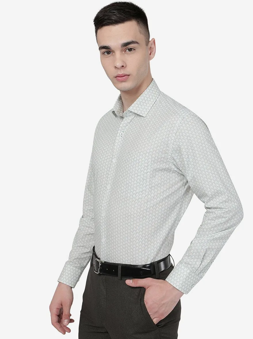 Green Printed Regular Fit Formal Shirt | JadeBlue