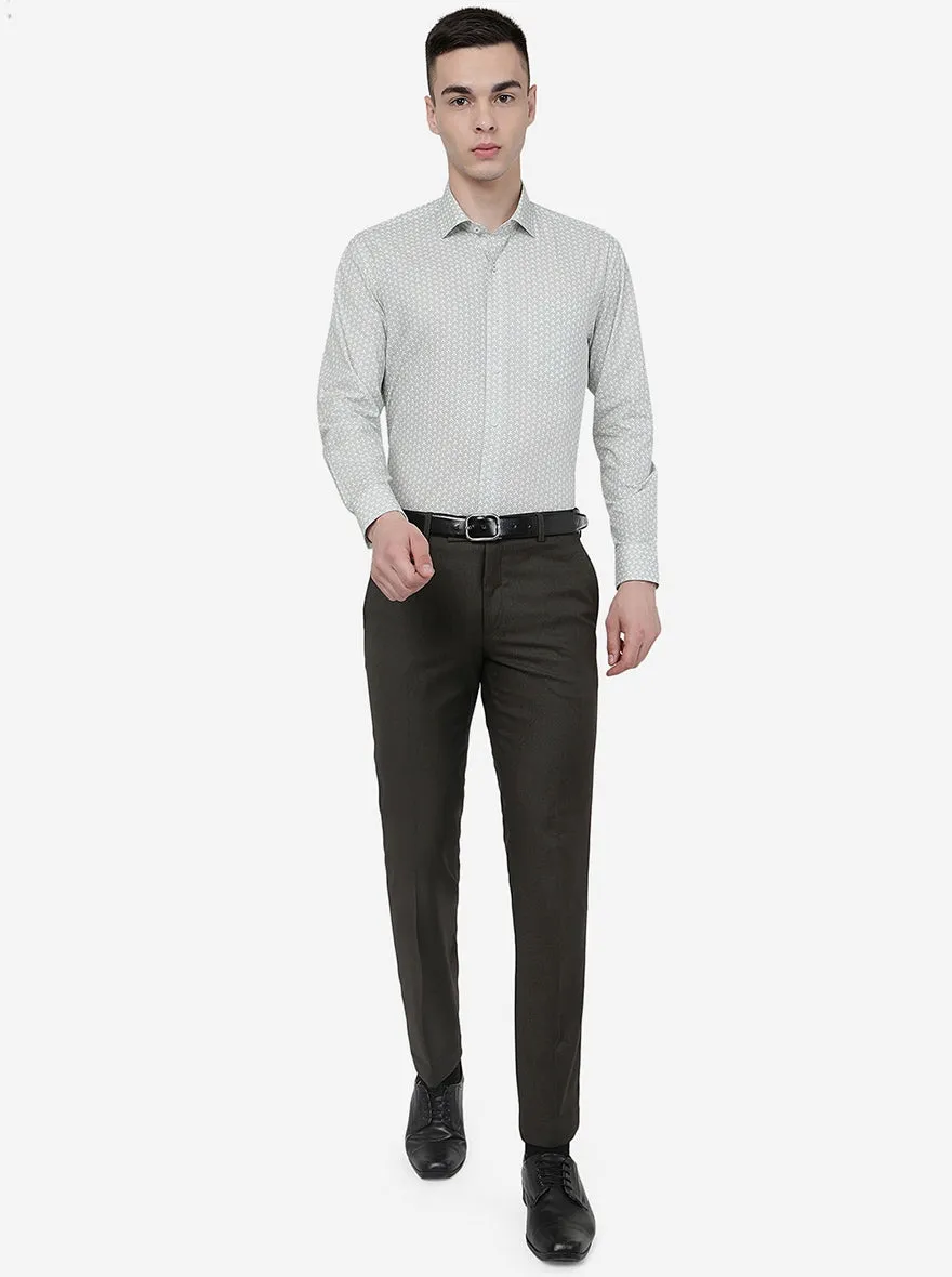 Green Printed Regular Fit Formal Shirt | JadeBlue