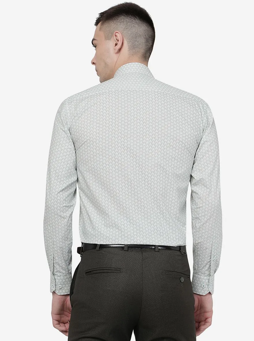 Green Printed Regular Fit Formal Shirt | JadeBlue