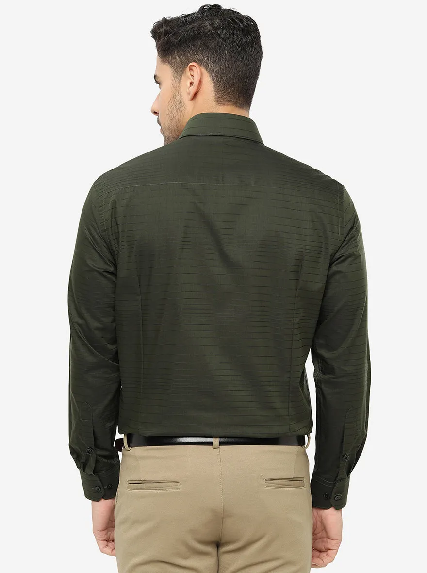 Green Striped Slim Fit Formal Shirt | Greenfibre