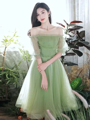 Green Tulle Short Prom Dresses, Green Formal Homecoming Dress