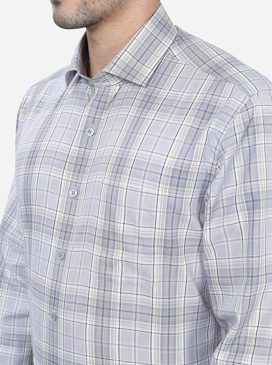 Grey Checked Regular Fit Formal Shirt | JadeBlue