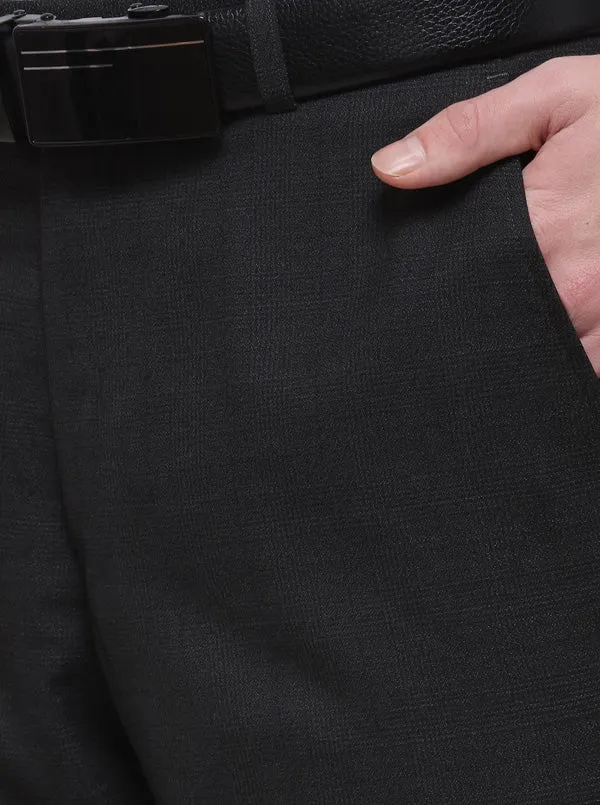 Grey Checked Slim Fit Formal Trouser | JB Studio