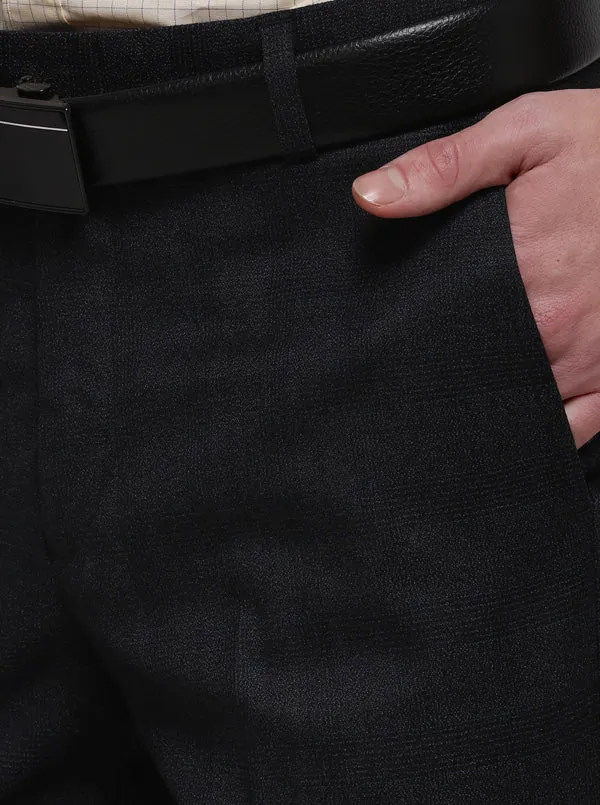 Grey Checked Slim Fit Formal Trouser | Metal
