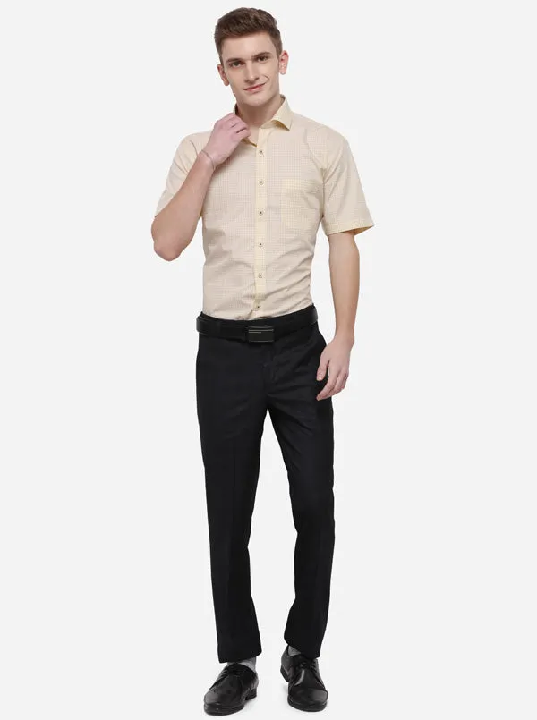 Grey Checked Slim Fit Formal Trouser | Metal