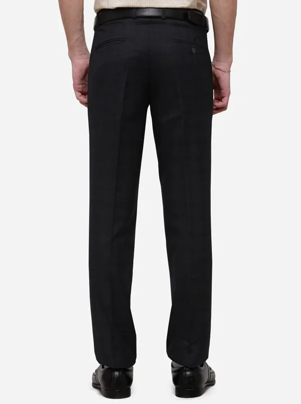 Grey Checked Slim Fit Formal Trouser | Metal