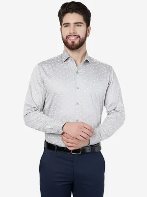 Grey Printed Regular Fit Formal Shirt | JadeBlue