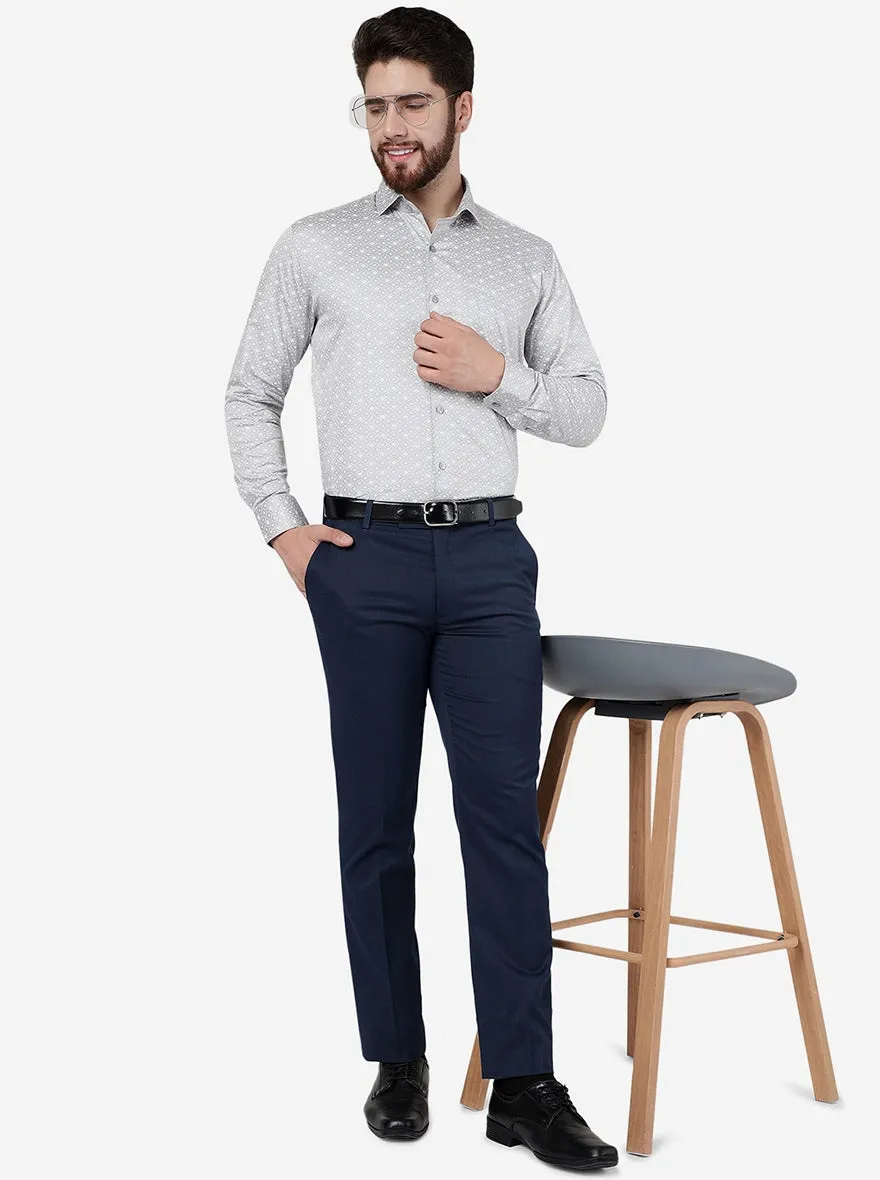 Grey Printed Regular Fit Formal Shirt | JadeBlue